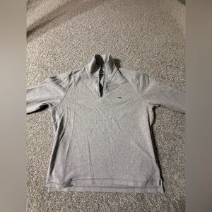 Gray Lacoste quarter zip pullover – classic preppy staple slim fit with pockets